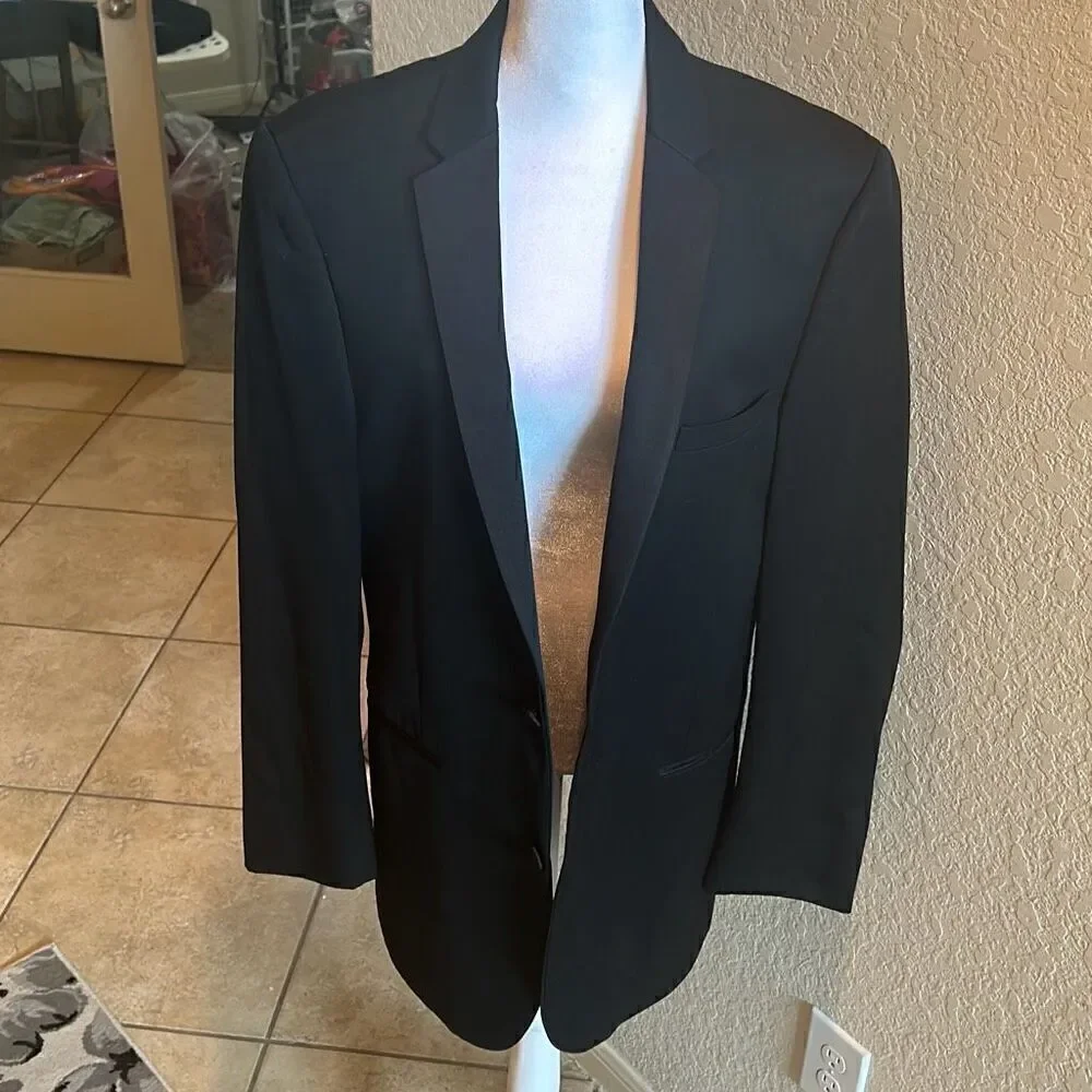 Michael Kors Men's Size 40L Classic Suit Jacket Black Double Button Formal